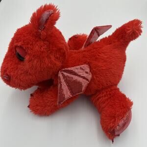 Aurora Plush Toy 11" Dreamy Eyes Flame the Red Baby Dragon Soft Sparkle Wings